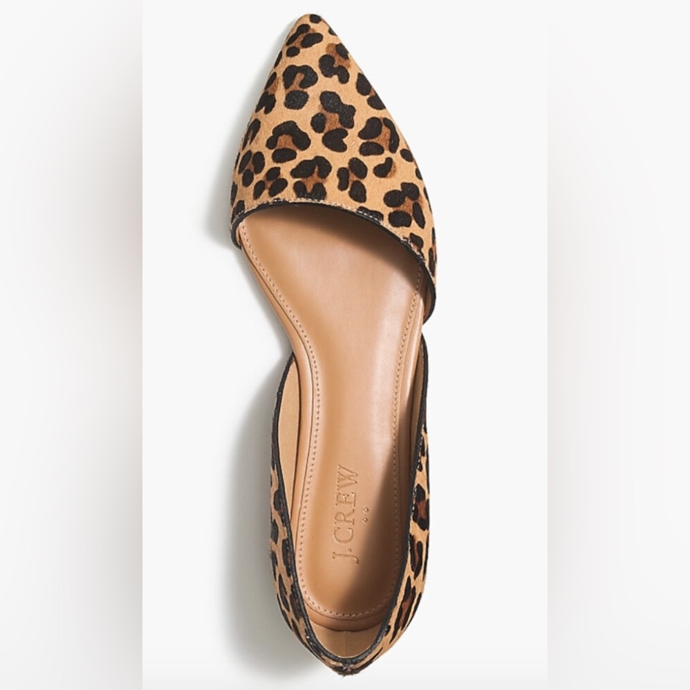New J. Crew Zoe Leopard Calf Hair D'Orsay Flats - Picture 2 of 4